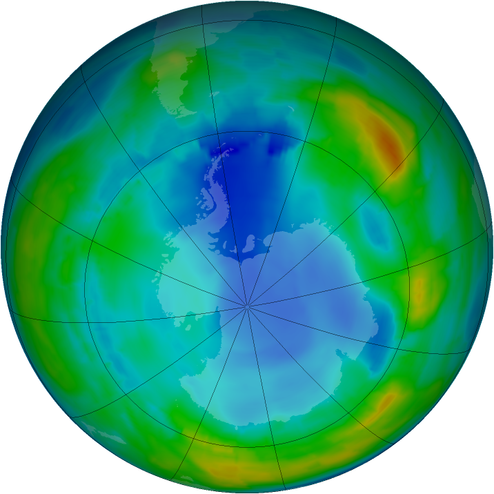 Antarctic ozone map for 03 August 2013